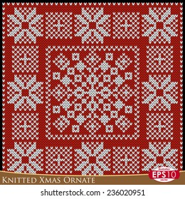 Vector illustration pattern. Knitted ornament with high detail made fabric texture 