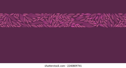 Vector illustration. Pattern of leaves on a purple background. Background for the site, for packaging, product design.