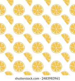 vector illustration, pattern with lemon slices.  Summer theme.