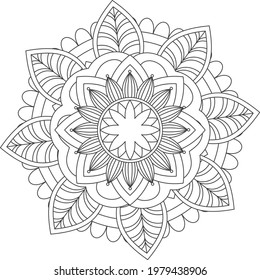 Vector illustration pattern mandala art coloring isolated on white background