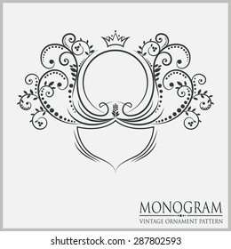 Vector illustration of a pattern monogram. Luxury elegant frame ornament line logo design vector illustration. Good for Royal sign, Restaurant, Boutique, Cafe, Hotel, Heraldic, Jewelry.