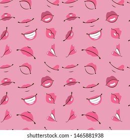 Vector illustration pattern of mouth and lips kissing