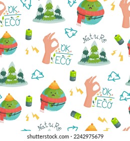 Vector illustration of a pattern on the theme of ecology.