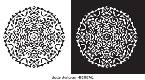 Vector illustration pattern outline Mandala for coloring book.Decorative round ornament, for meditation poster.Design element birthday and other holiday, kaleidoscope, medallion, yoga, india, arabic