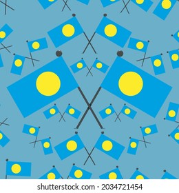 Vector Illustration of Pattern Palau Flags and Blue Color Background.
