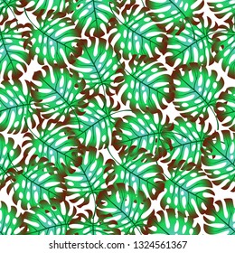 Vector illustration of a pattern of palm leaves