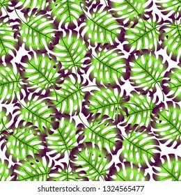 Vector illustration of a pattern of palm leaves