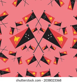 Vector Illustration of Pattern Papua New Guinea Flags and  Pink Color Background.