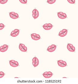 vector illustration pattern of pink lipstick kiss marks on light pink background