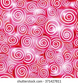  Vector illustration. Pattern of pink lollipops