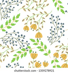 Vector illustration of a pattern with plants. Beautiful print with plants.