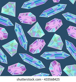 Vector illustration pattern precious stones on blue background