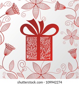 Vector illustration of pattern present and flowers