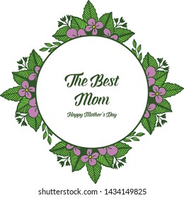Vector illustration pattern purple wreath frame with card of best mom