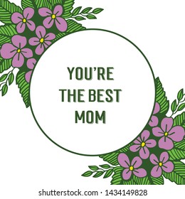 Vector illustration pattern purple wreath frame with card of best mom