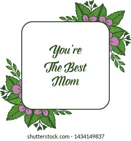 Vector illustration pattern purple wreath frame with card of best mom