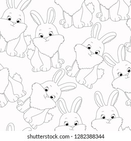 
vector illustration pattern rabbit hare coloring book