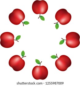 Vector illustration. pattern of realistic red apple on white background Decoration. Banner. ornament