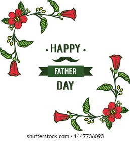 Vector illustration pattern red floral frame with decorative of card happy father day