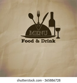 Vector illustration pattern restaurant menu covers in beige color with an outline and stroke, the texture on paper background. The image is made by hand without the use of self-reference images.