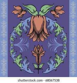 Vector illustration - the pattern in the Rococo and Baroque styles with elements of flowers and leaves