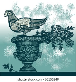 Vector illustration - the pattern in the Rococo and Baroque styles with elements of flowers and leaves