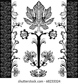 Vector illustration - the pattern in the Rococo and Baroque styles with elements of flowers and leaves