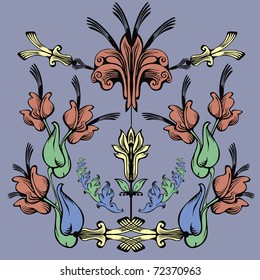 Vector illustration - the pattern in the Rococo and Baroque styles with elements of flowers and leaves