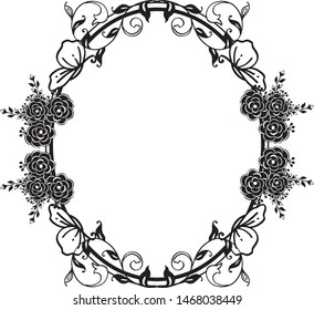 Vector illustration pattern rose flower frame for invitation card happy day