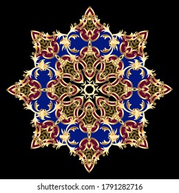 Vector illustration pattern round gold medallion classic