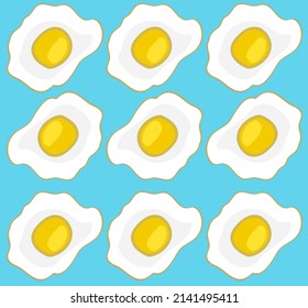 vector illustration, pattern of scrambled eggs on a blue background