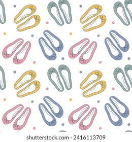 Vector illustration pattern shoes, ballet shoes, flat platform, no heel.