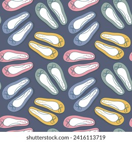 Vector illustration pattern shoes, ballet shoes, flat platform, no heel.