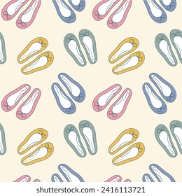 Vector illustration pattern shoes, ballet shoes, flat platform, no heel.