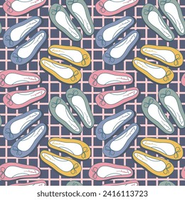 Vector illustration pattern shoes, ballet shoes, flat platform, no heel.