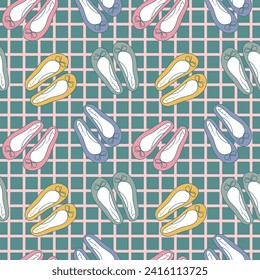 Vector illustration pattern shoes, ballet shoes, flat platform, no heel.