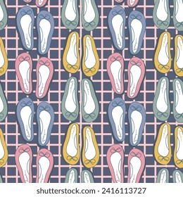 Vector illustration pattern shoes, ballet shoes, flat platform, no heel.