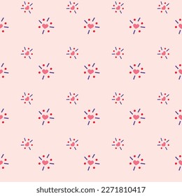 vector illustration pattern of small hearts in the form of a floral motif on light pink background