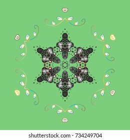 Vector illustration. Pattern of snowflakes. Vector christmas abstract colorful background with cute snowflake. Christmas Snowflakes Background. Cute Pattern.