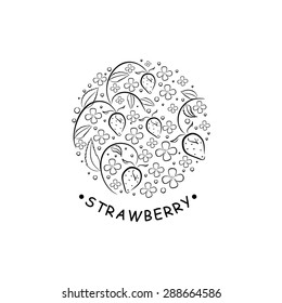 vector illustration with a pattern with strawberries in vintage style