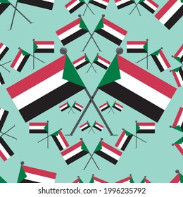 Vector Illustration of Pattern Sudan Flags and Blue Colors Background