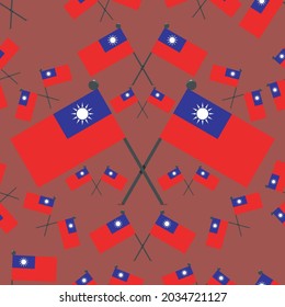 Vector Illustration of Pattern Taiwan Flags and Dark Red Color Background.