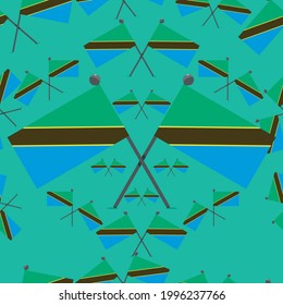 Vector Illustration of Pattern Tanzania Flags and Green Colors Background