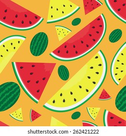 Vector illustration of pattern texture with different watermelon slices