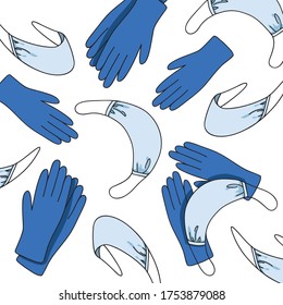 Vector illustration, pattern of their medical set. Imitation of freehand drawing with contour and fill. Can be used as background.