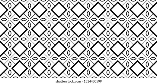 Vector Illustration. Pattern With Traditional Geometric Ornament, Decorative Border. Design For Print Fabric. Paper For Scrapbook. Black white color.