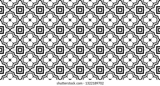 Vector Illustration. Pattern With Traditional Geometric Ornament, Decorative Border. Design For Print Fabric. Paper For Scrapbook. Black white color.