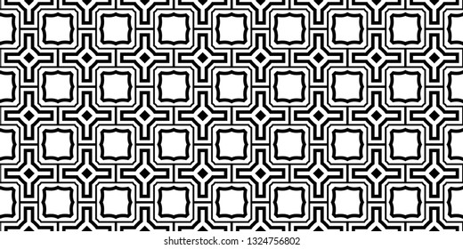 Vector Illustration. Pattern With Traditional Geometric Ornament, Decorative Border. Design For Print Fabric. Paper For Scrapbook. Black white color.