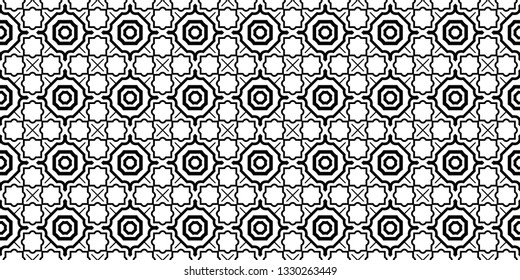 Vector Illustration. Pattern With Traditional Geometric Ornament, Decorative Border. Design For Print Fabric. Paper For Scrapbook. Black white color.