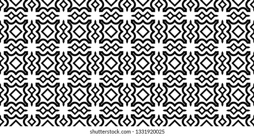 Vector Illustration. Pattern With Traditional Geometric Ornament, Decorative Border. Design For Print Fabric. Paper For Scrapbook. Black white color.